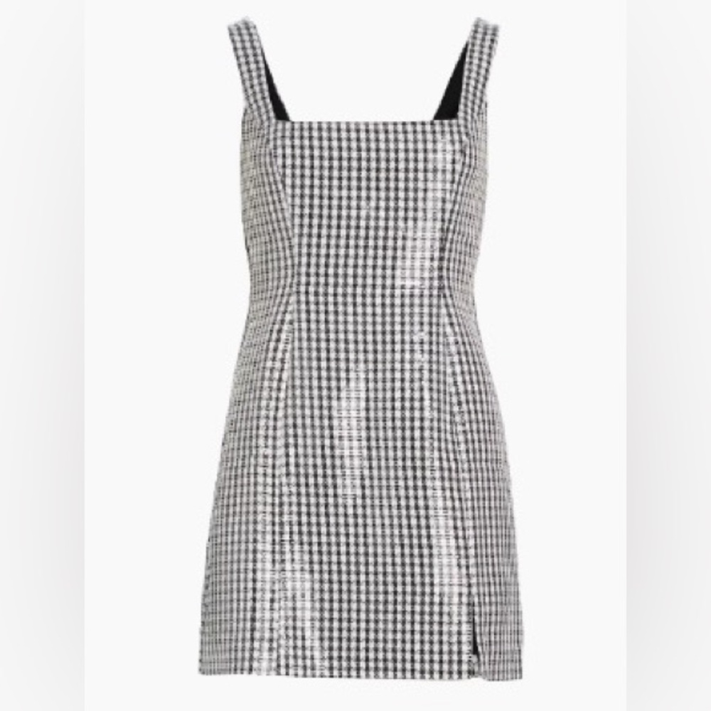 Wayf Houndstooth Sequin Minidress Size Medium - image 4